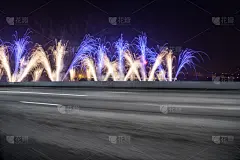放焰火,城市,空的路,现代,重庆,路,商务,城市生活,空的,沥青