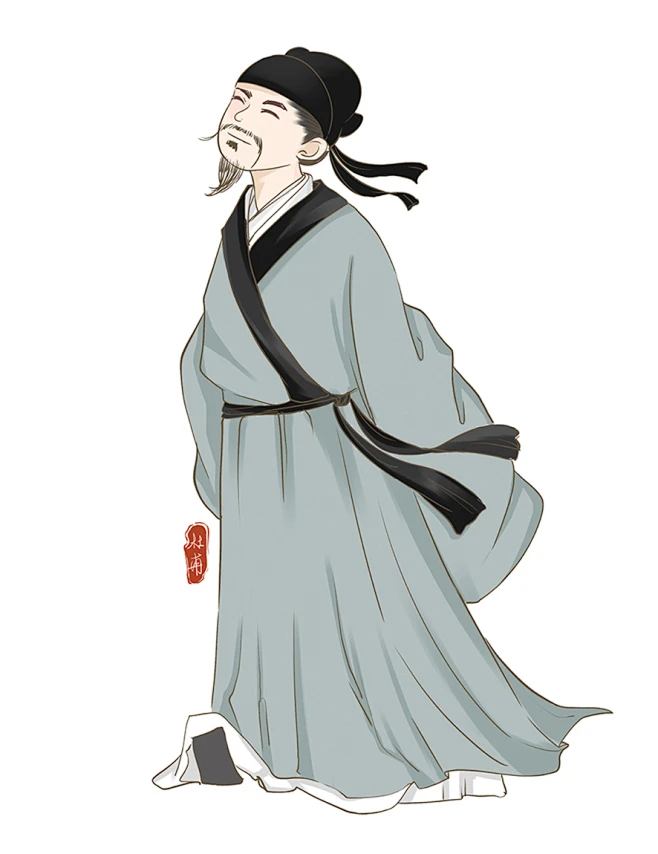 著名古人中国风杜甫古代诗人手绘插画-花瓣网