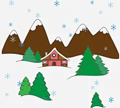 秋凌景观里的小屋背景手绘矢量图高清素材 丘陵 小屋背景 手绘 雪 雪屋顶 雪花 矢量图 免抠png 设计图片 免费下载