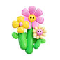 潮国创意_卡通3D立体C4D春天春季花卉花朵气球花组合编号T68080597