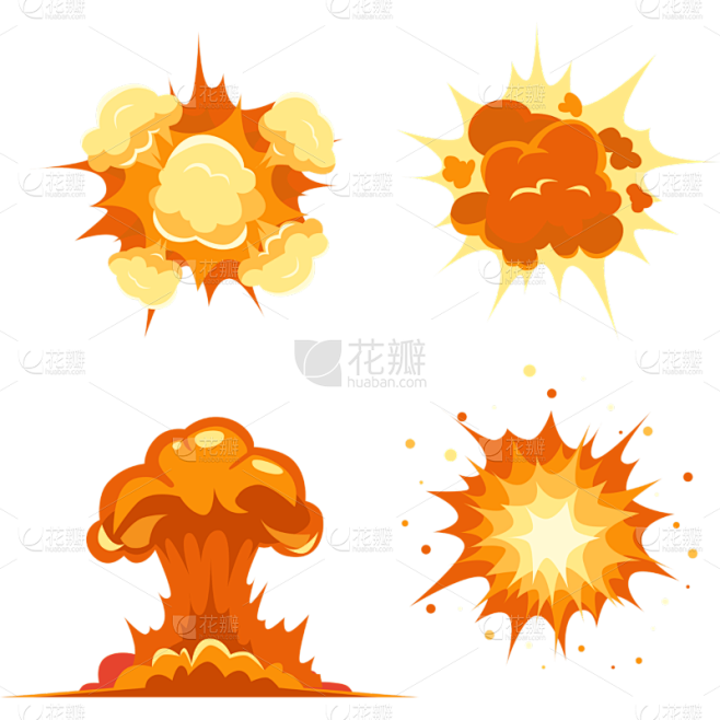 橙色爆炸蘑菇云卡通元素4