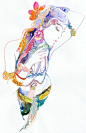 Cate Parr彩绘华丽的美色,用水彩化浓妆 – 六月蜂网
