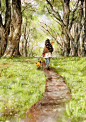 【韩国插画家Aeppol 的「森林女孩日记」系列插画】——  走在春天的路上 ~ 