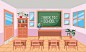 Classroom school with chalkboard scene