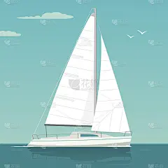 游艇。帆船。矢量绘制平坦的插图游艇俱乐部