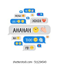 Messages with cute emoji and text circle illustration. Stock Vector