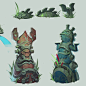 Environment assets for Sanctum Falls. They worship water and froggies. #gogigantic #conceptart #gameartist