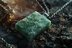 顶级的古董玉石翡翠项链摄影图片