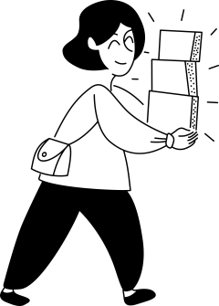 线下购物逛商场合作插画素材插画插图标 icon 涂鸦 黑白简笔画 插画 漫画 卡通notion-illustrations-ecommerce-man-delivery-package