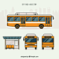 公交车公共汽车旅游巴士长途客车矢量图插画 车