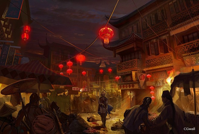CGwall游戏原画网站_晚上气氛设计