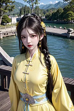 AI绘画-黄色旗袍-今日头条