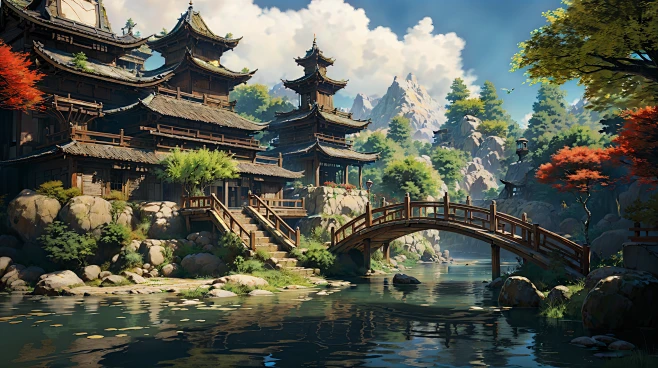 AI场景绘画-中式-古风场景-1170632-花瓣网