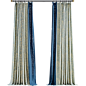 时尚简约美式乡村窗帘布A409客厅提花窗帘蓝色条纹拼接窗帘60%棉-淘宝网