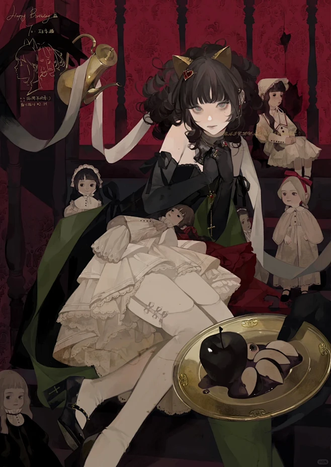 LOLI，复古，柏川百川，黑发，坐姿