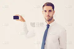 男商人,空白的,认真的,名片,商务,贺卡,经理,背景分离,塑胶,肖像