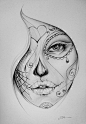 tattoo sketch. sugar skull face OMG MY FAV EVERRRRRRR BUT IN COLOR!!! Tattoos | tattoos picture tattoo sketches