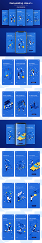 #APP插画#蓝色2.5D等轴金融数据分析app/web banner插画矢量图ai素材