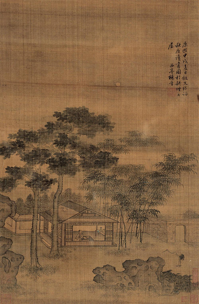 杨晋梧竹幽居秋夜读书康熙甲戌夏日仿文待诏秋夜读书图人物山水小景