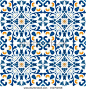 Seamless pattern in blue and orange - like Portuguese tiles  - stock vector