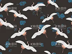 仙鹤  - 源文件下载【酷图网】鹤,白鹤,数码,印花,女装,大牌,仙鹤,动物,手绘,中国风,