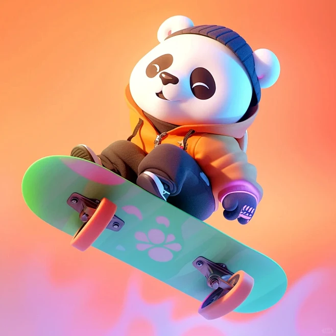 潮玩熊猫ip | 会滑滑板的熊猫真的太酷...