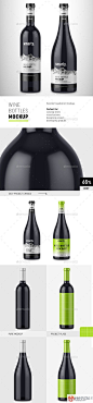 红酒葡萄酒瓶玻璃瓶子标签包装展示效果图VI智能图层PS样机素材 Wine Bottles Mockup - 南岸设计网 nananps.com
