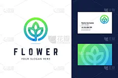 花徽和名片模板。矢量插图。