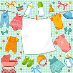 Cute frame for scrapbook new born baby. Funny pictures set for kids