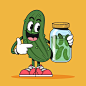 Hand drawn pickle cartoon illustration