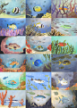 IN THE CORAL REEF : Illustrations depicting the coral reef fish life , card game design, for a client from Kuwait.  