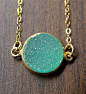 Teal Druzy Gold Necklace