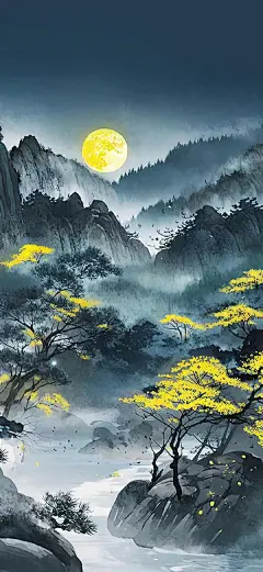 山水画壁纸好有意境美 ​​​