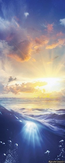 蓝天空大海背景PSD 海洋海水波浪 唯美...