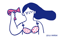 这位插画师笔下的胖女孩，搞怪又治愈人心！泄露了女人不为人知的另一面_Cecile : “很多媒体和媒介向我们灌输这样的观念：‘唯有我们的长相才是最重要的’，我的插画带有一种对有自我觉醒的女孩述说的作用，在说着‘往前看吧，女生，因为你值得比这更多’，内心的完整与充实比外在的完美更重要。…