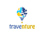 traventure Logo design - Logo can be used for travel company, outdoor or adventure company, and any related business.<br />Logo is combination of air balloon as symbol of travelling and adventure, eiffel tower, piramid, sea as the symbol of tour pla
