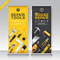 Construction tools roll up and standee design template Vector | Premium Download
