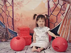 中秋节,女婴,家庭生活,中国元宵节,固体,中国灯笼,传统服装,婴儿服装,灯笼,水平画幅