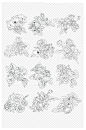 花朵花束手捧花束手绘线稿插画免扣元素