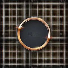 金色的圆形框架图片上的纺织品背景。画、画、卡片或照片的空白圈。3d现实的现代模板矢量插图。墙上简单的