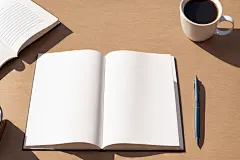 夏日休闲桌上打开的书本笔记摄影图片