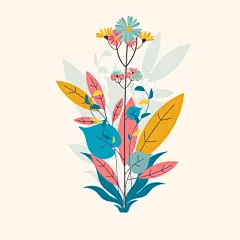 矢量图手绘梦幻小清新花卉插画