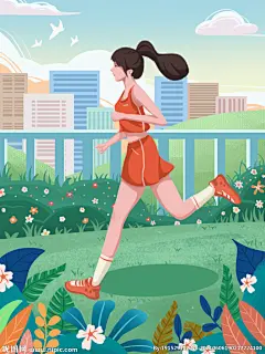 运动跑步体育锻炼扁平插画小清新设计图__海报设计_广告设计_设计图库_昵图网nipic.com