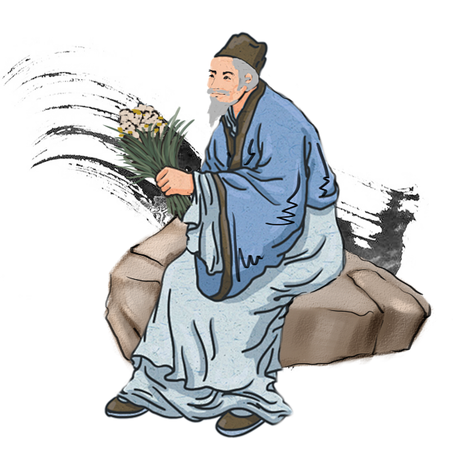 中医大夫-插画 免抠元素 PNG 手绘古代中医生养生采药治病 古风名医大夫开方医治插图 (65)_1000×1000