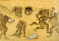 Mehmed Siyah Kalem （15世纪土耳其或伊朗），无法考证确切时代背景和身份的壁画家，看到同一时代慵懒，浪漫，田园诗般的波斯艺术，这些作品可以称得上离经叛道。