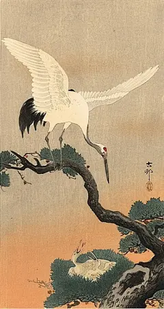 把一方打扫干净的思绪，  归还给纤尘不染的自然。【-小原古邨-工笔】