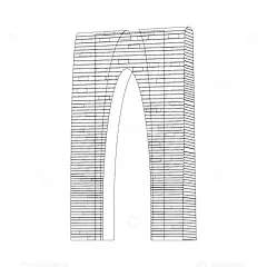 苏州东方之门建筑线稿地标建筑物景点线描高清模板免费下载-趣麦麦图