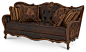 Lavelle Melange Leather and Fabric Wood Trim Tufted Sofa traditional-sofas