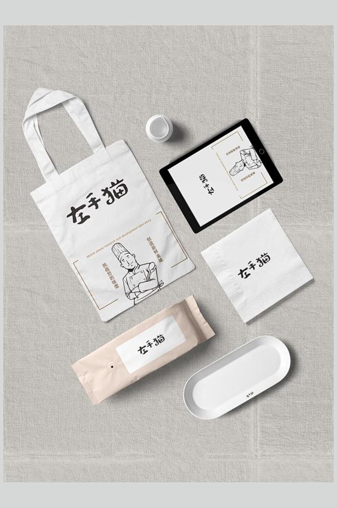 日式美食包装袋整套VI样机效果图