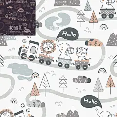 小熊  - 源文件下载【酷图网】卡通,小熊,小动物,线条,可爱,印花,图案,童装,狮子,小树,小火车